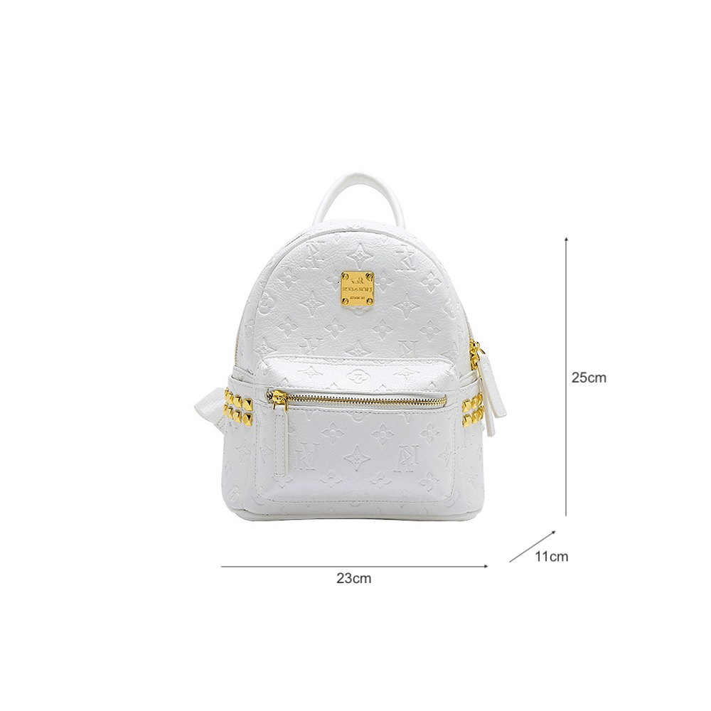 Chic Spade Embossed Backpack with Metal Deco