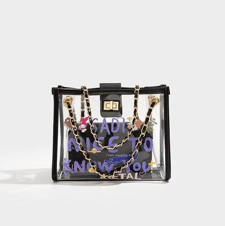 Chic Transparent Crossbody Bag with a Stylish Appeal Black