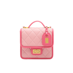 Chic Two-Tone Top Handle Quilted Handbag