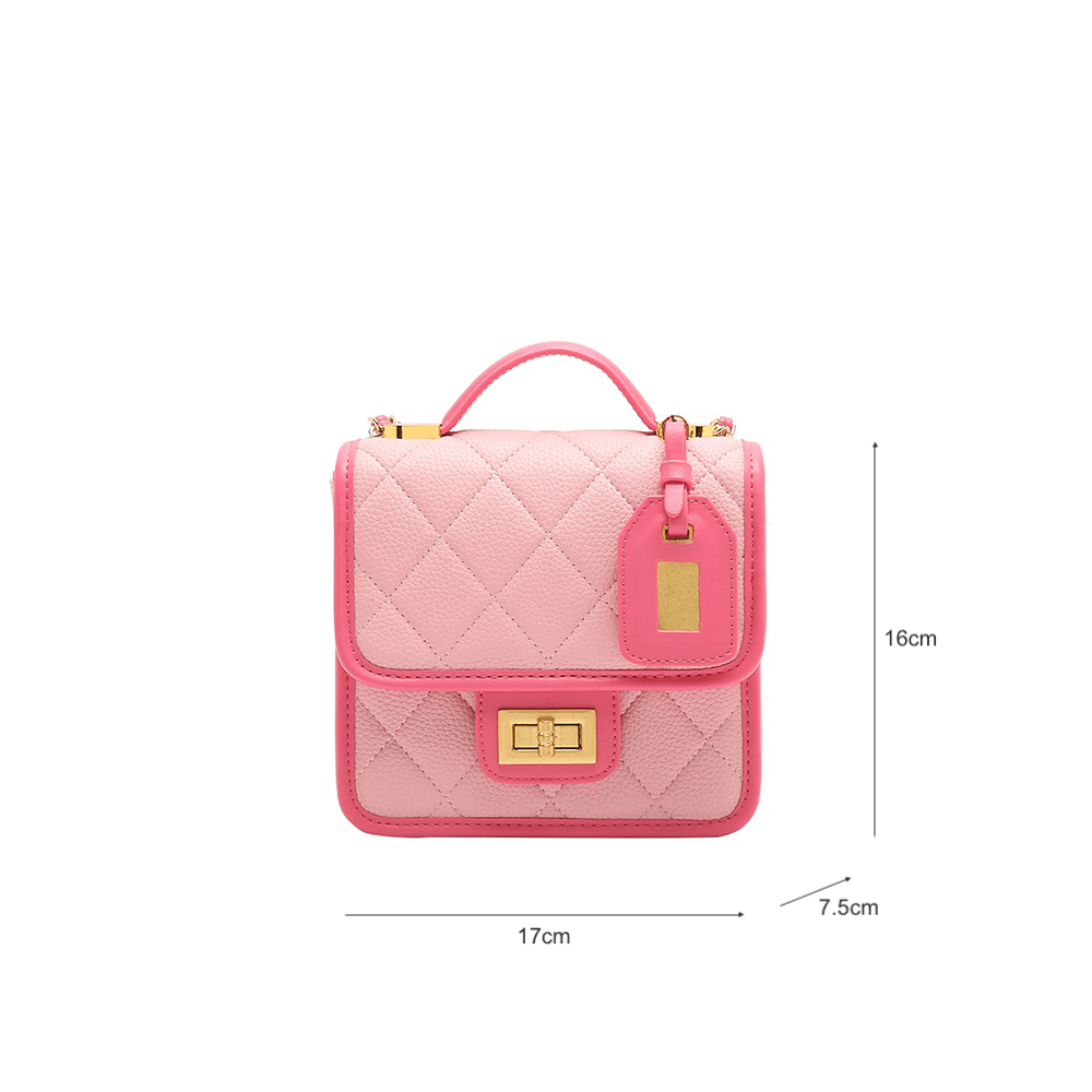 Chic Two-Tone Top Handle Quilted Handbag