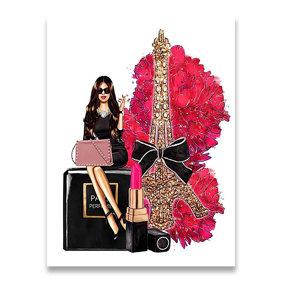 Chic Wall Art Canvas: Paris Tower, Fashion Perfume, Flower, Lipstick 3 / 20x30cm No Framed