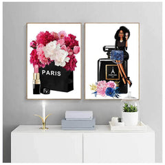 Chic Wall Art Canvas: Paris Tower, Fashion Perfume, Flower, Lipstick - Nordic Posters for Living Room Decor