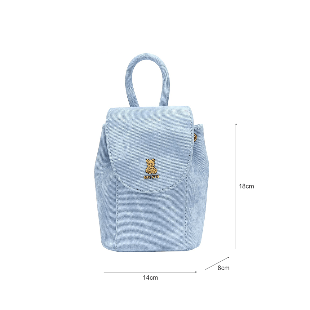 Chic Washed Denim Canvas Drawstring Backpack