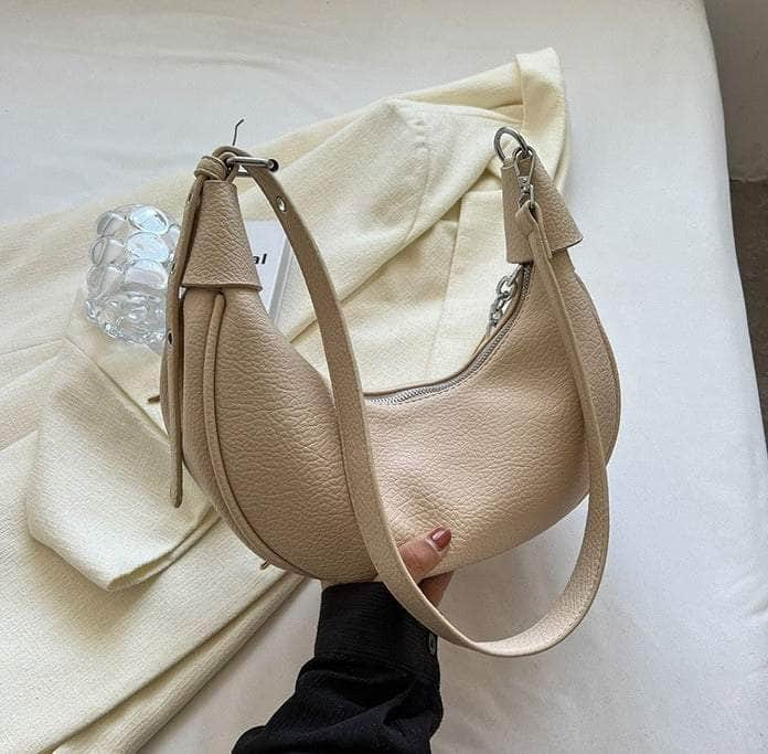 Chic Women's Crescent Shoulder Bag Ivory