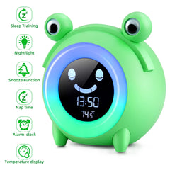 Child Alarm Clock with Cute Animal Design, Sleep Trainer, Digital Wake-Up, Colorful Night Light, Snooze, Temperature, NAP Timer - Perfect for Kids