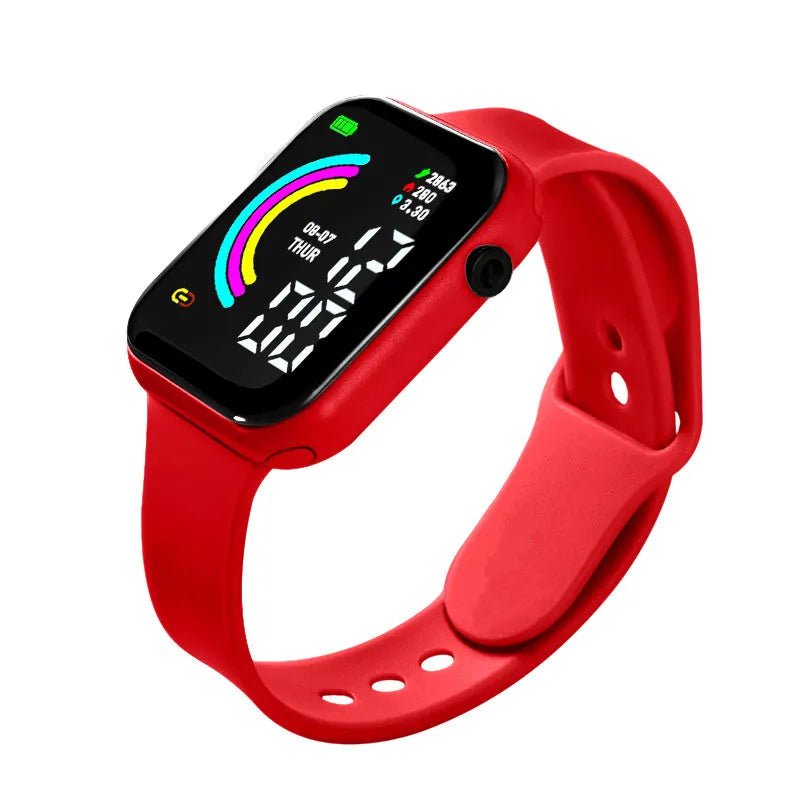 Child Watch: LED Digital, Military Silicone Wristband, Electronic Clock LED-Red-820