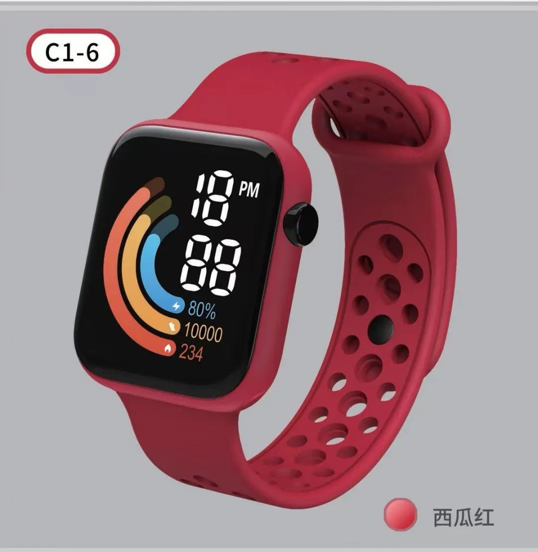 Child Watch: Ultra-Light LED Digital Watch for Kids, Sports Military Silicone Wristband, Electronic Clock - Relogio Infantil LED-Red-817