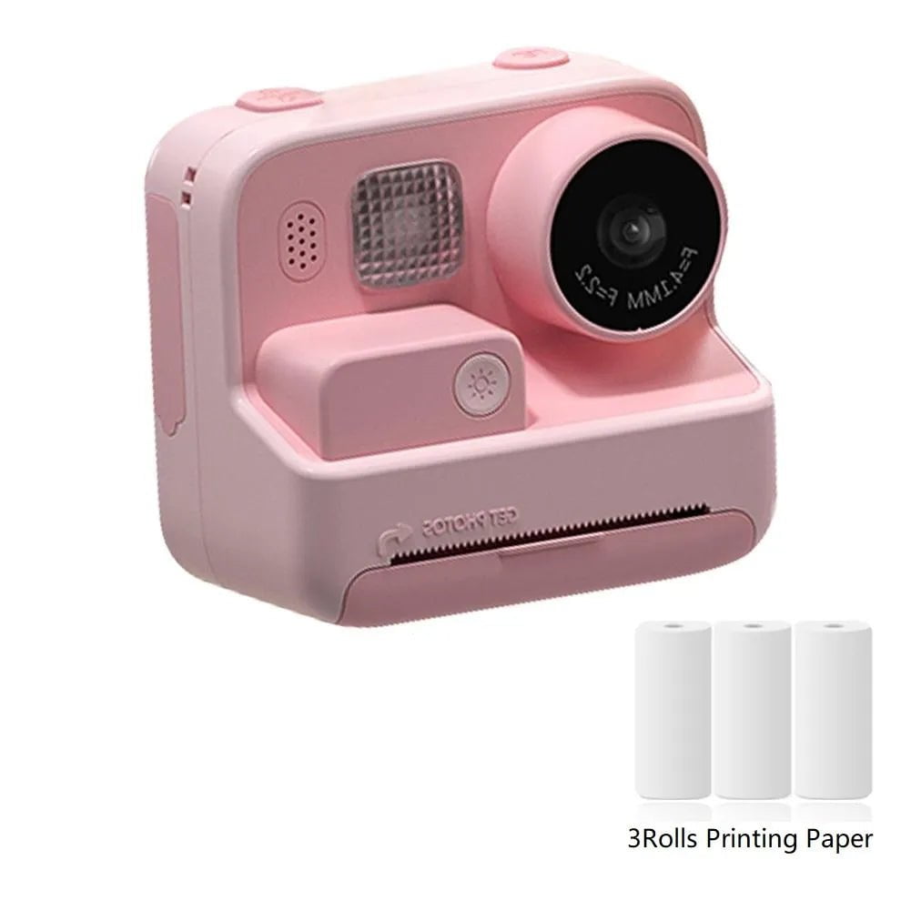 Children Instant Camera 2.0 - 1080P Video Photo Digital Camera with Thermal Print Paper for Kids, Birthday Gift Toys Pink 3Rolls / CHINA