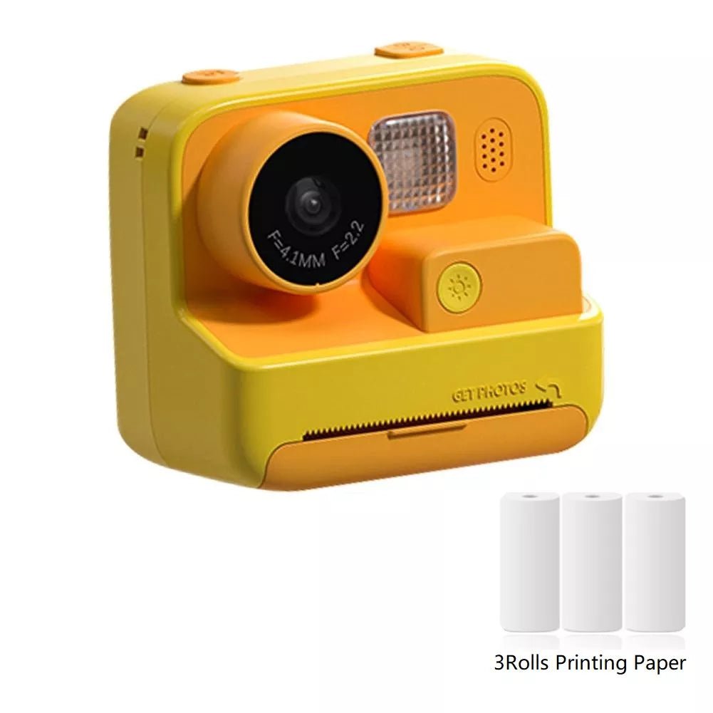 Children Instant Camera 2.0 - 1080P Video Photo Digital Camera with Thermal Print Paper for Kids, Birthday Gift Toys Yellow 3Rolls / CHINA