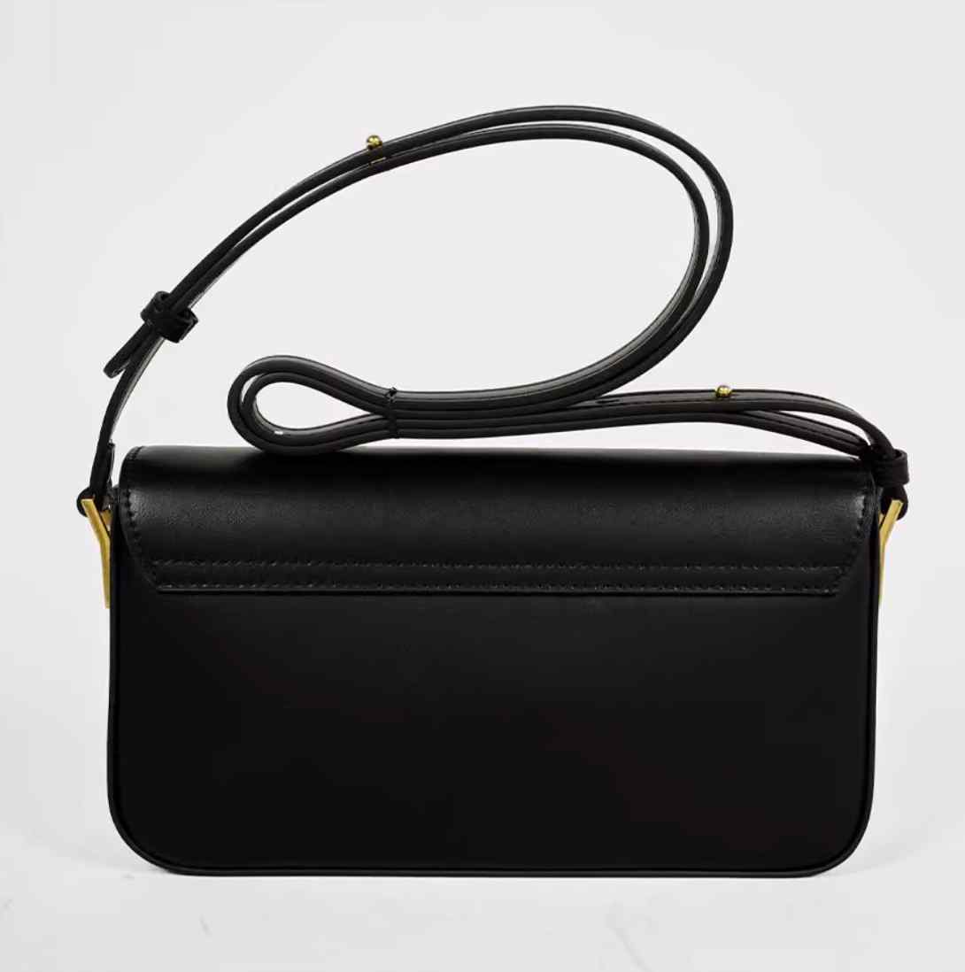 Circular Metal Lock Detail Flap Shoulder Bag