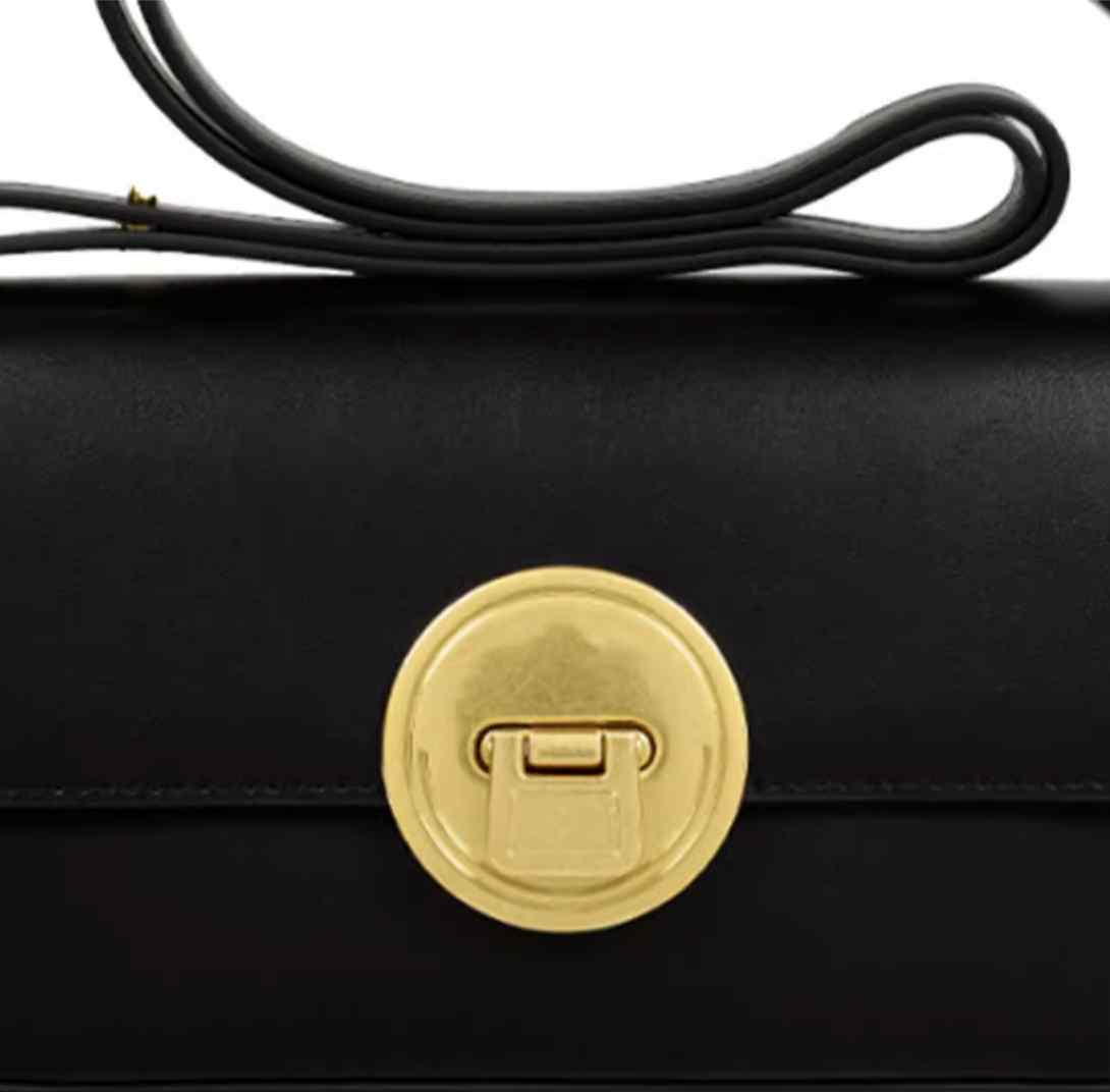 Circular Metal Lock Detail Flap Shoulder Bag