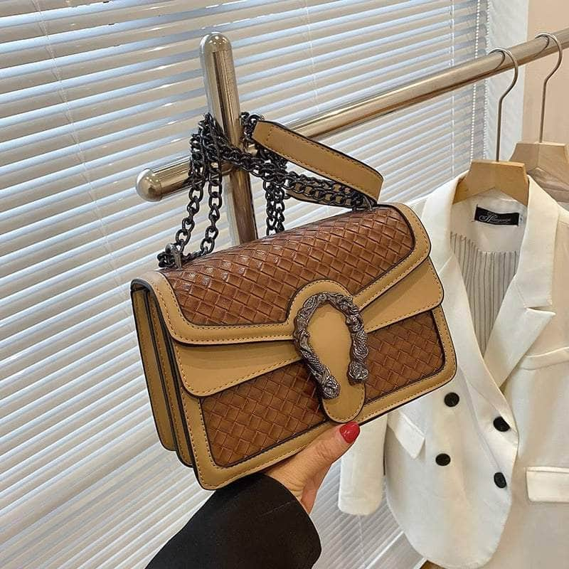 Classic Chain Strap Shoulder Purse Tan