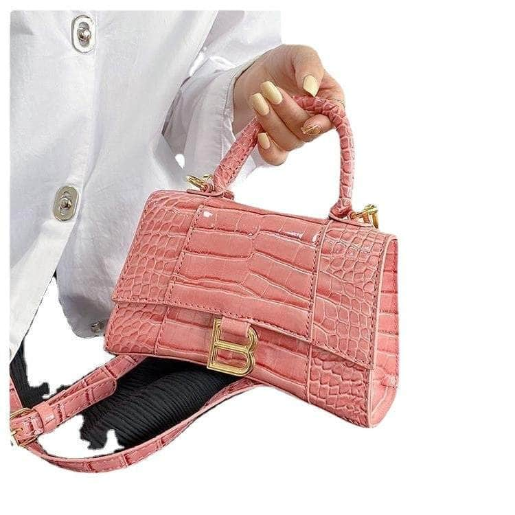 Classic Croc Embossed Leather Shoulder Handbag