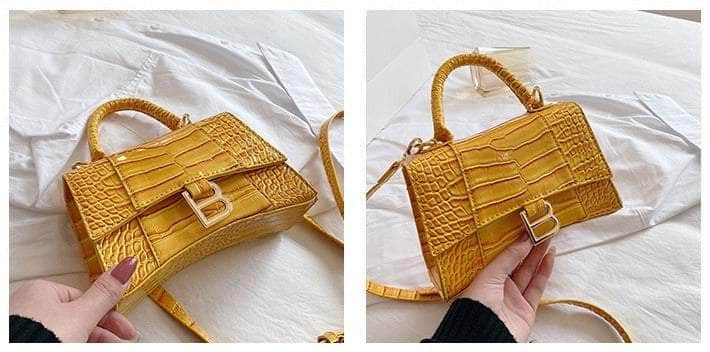 Classic Croc Embossed Leather Shoulder Handbag