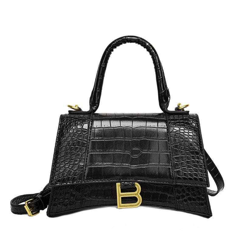 Classic Croc Embossed Leather Shoulder Handbag