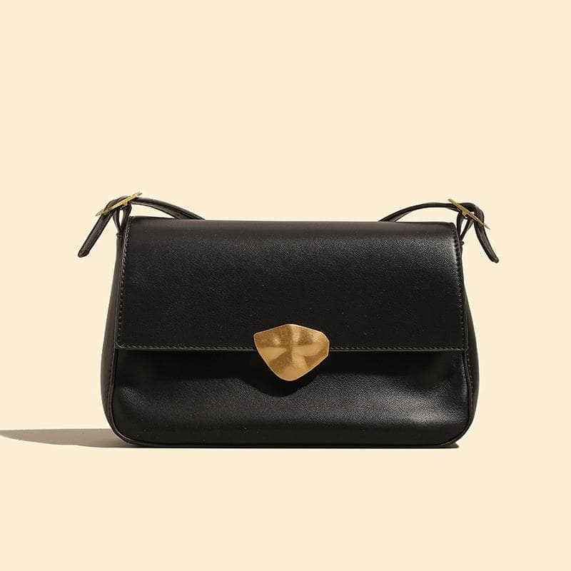 Classic Leather Handbag with a Vintage Touch Black