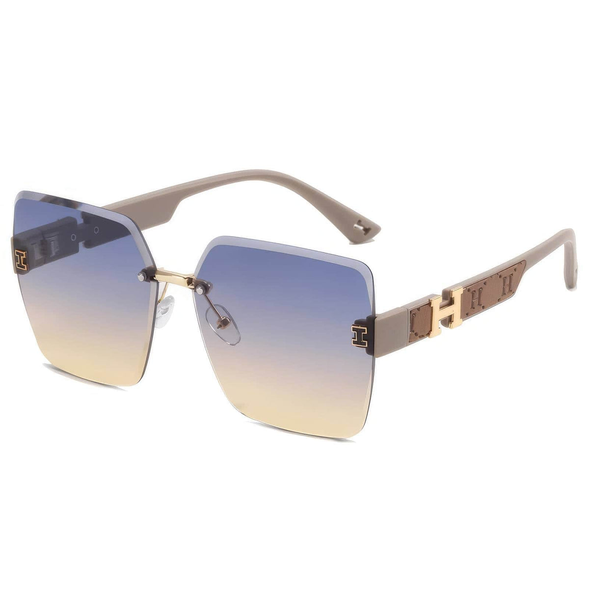 Classic Oversize Square Sunglasses Gold/Gray / Resin