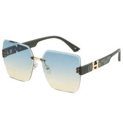 Classic Oversize Square Sunglasses Gold/Green / Resin