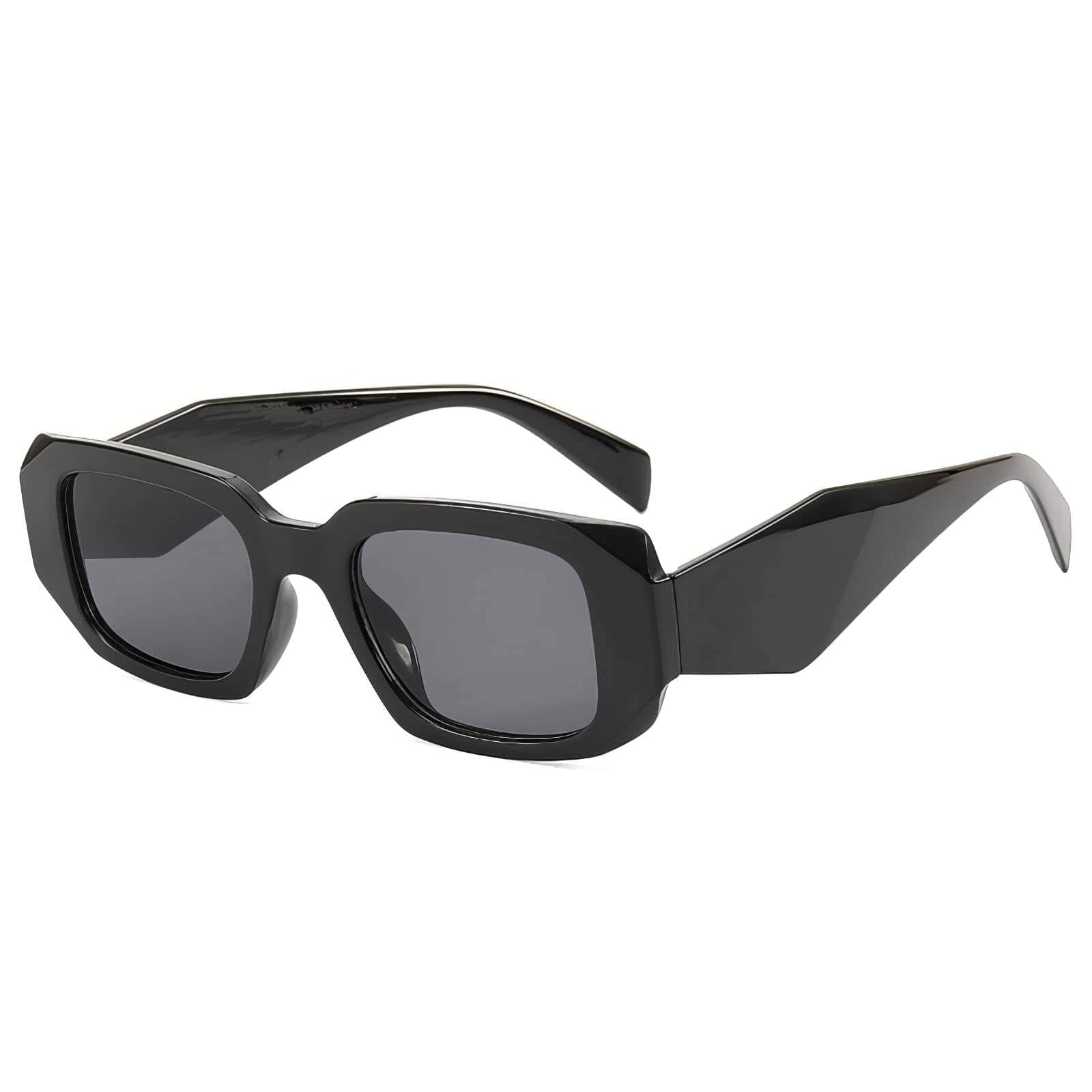 Classic Rectangle Polygon Eyewear Shiny Black/Gray / Resin