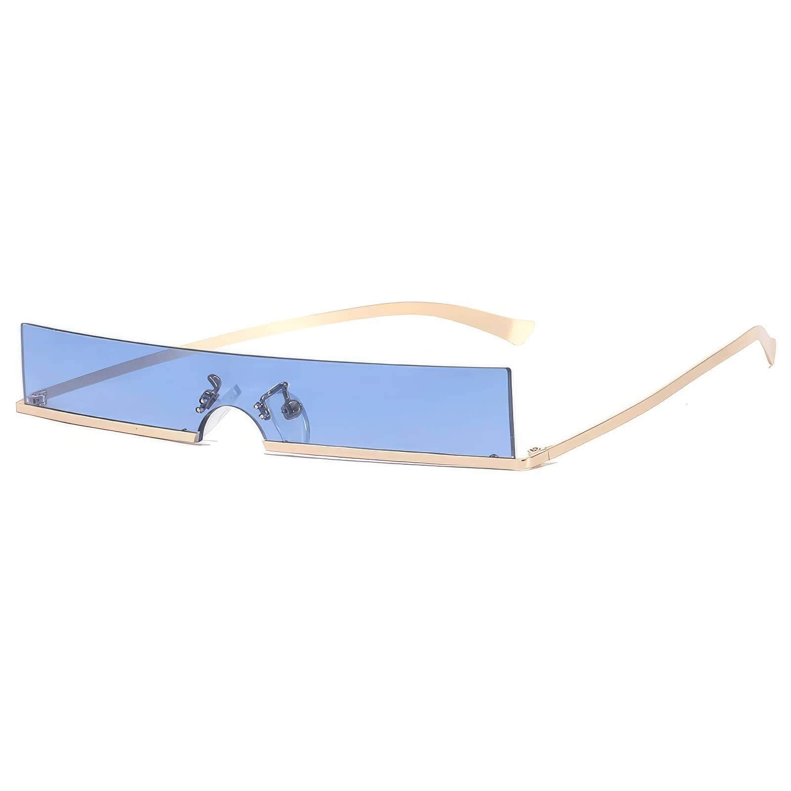 Classic Rectangle Slim Sunglasses Blue/Gold / Resin