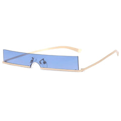 Classic Rectangle Slim Sunglasses Blue/Gold / Resin