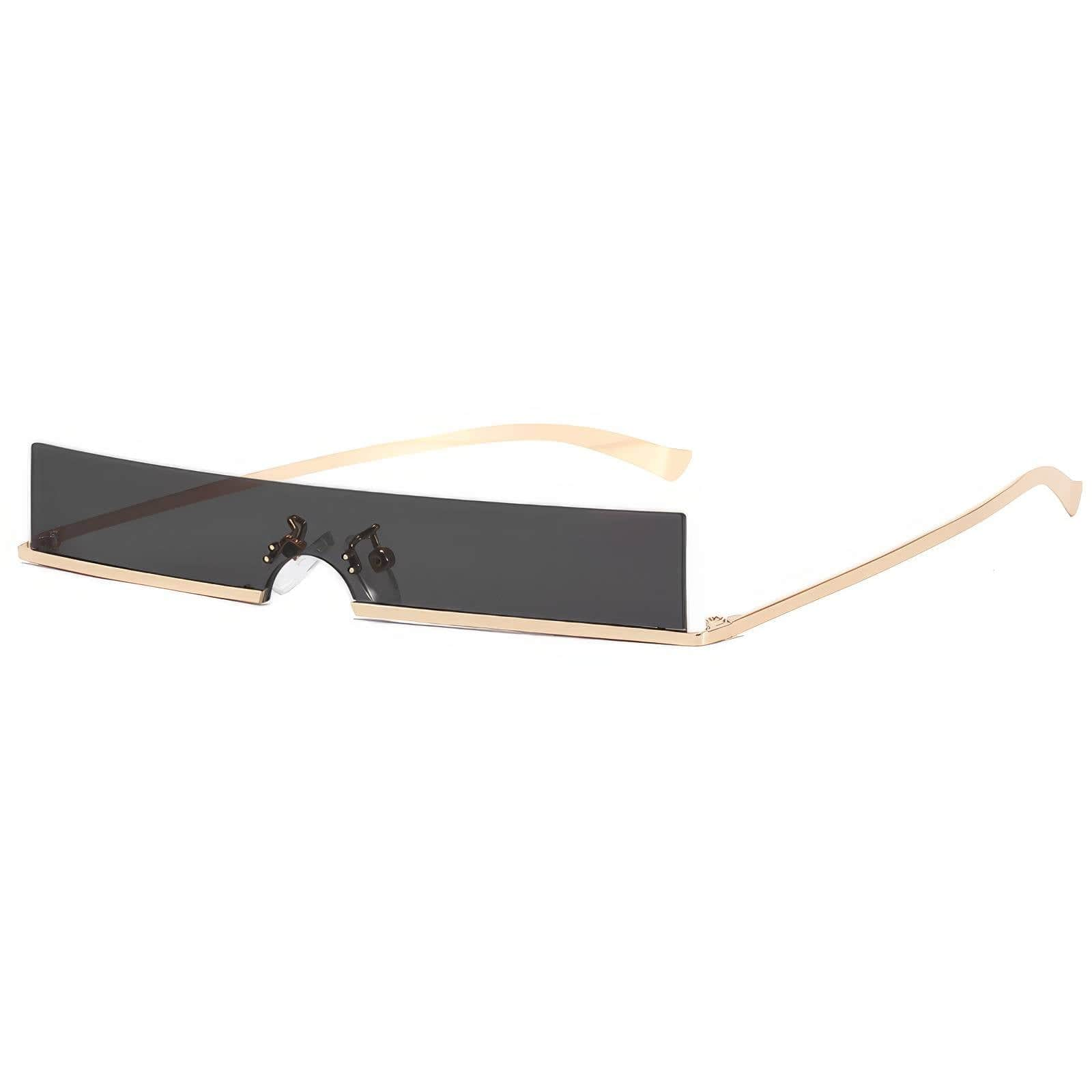 Classic Rectangle Slim Sunglasses Gray/Gold / Resin