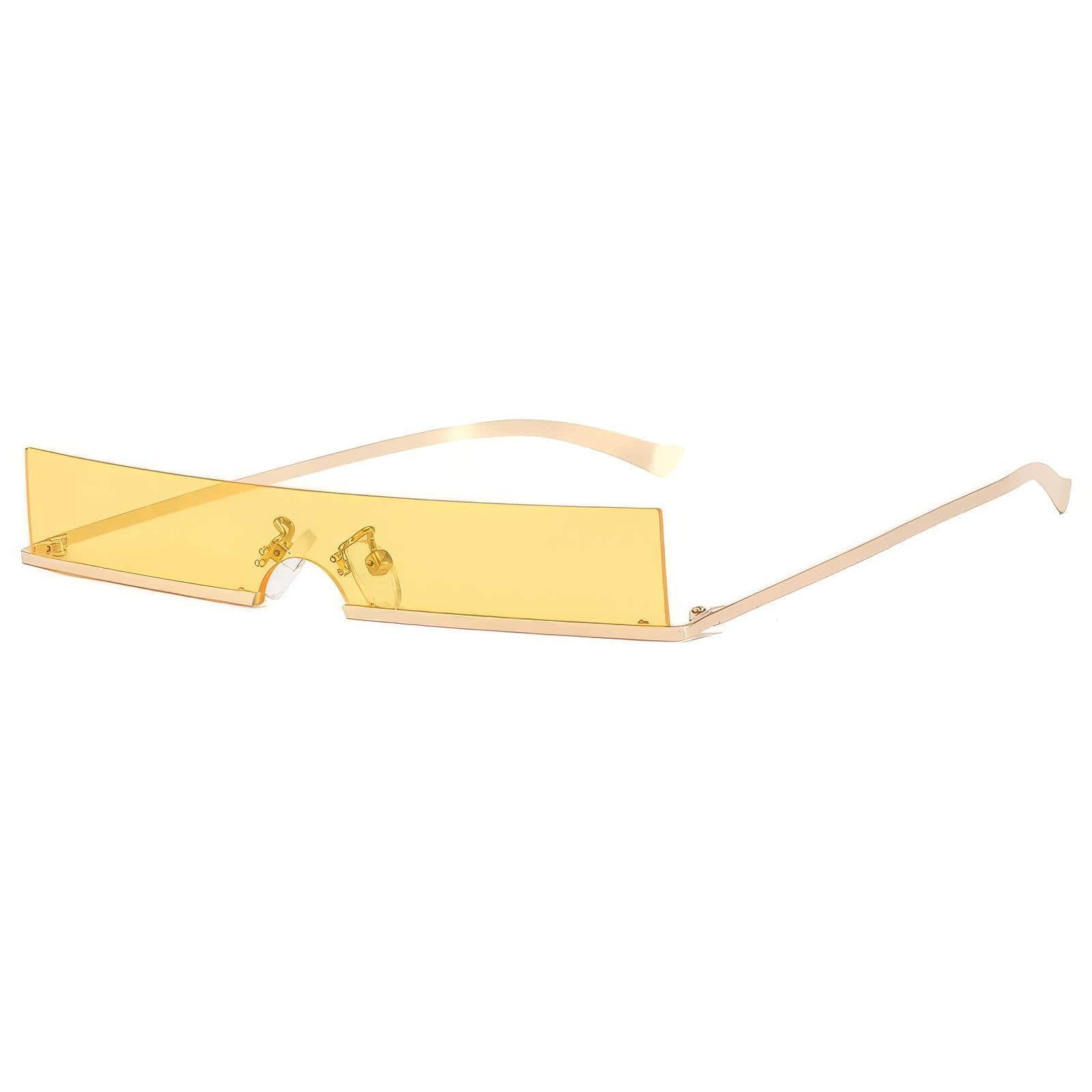 Classic Rectangle Slim Sunglasses Yellow/Gold / Resin