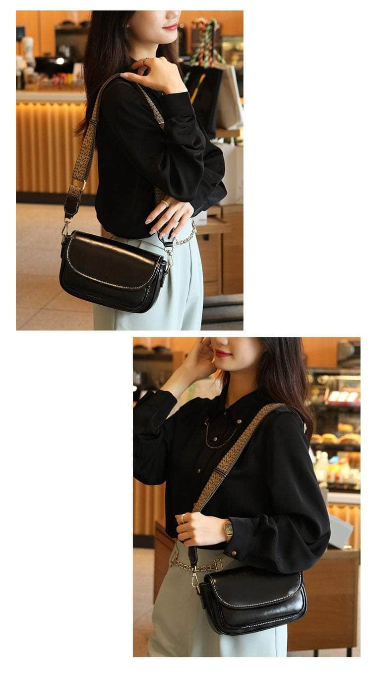 Classic Vintage Leather Flap Shoulder Bag