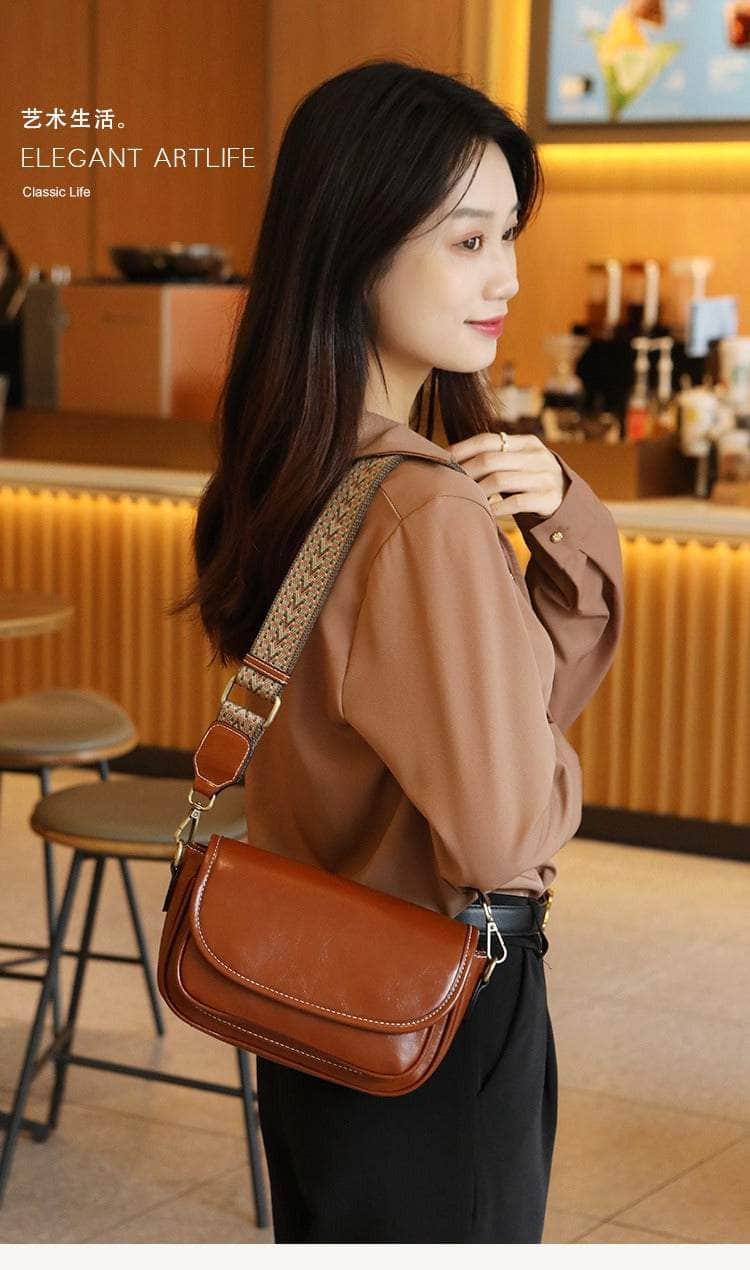 Classic Vintage Leather Flap Shoulder Bag