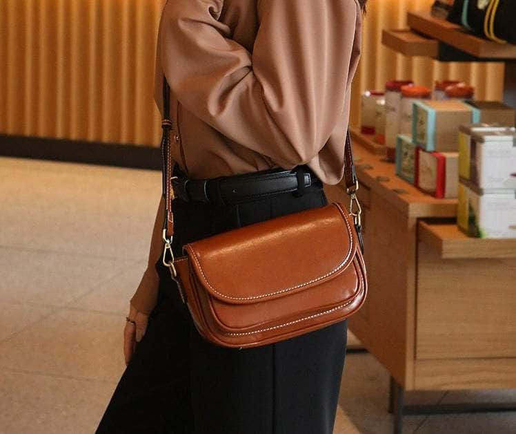 Classic Vintage Leather Flap Shoulder Bag