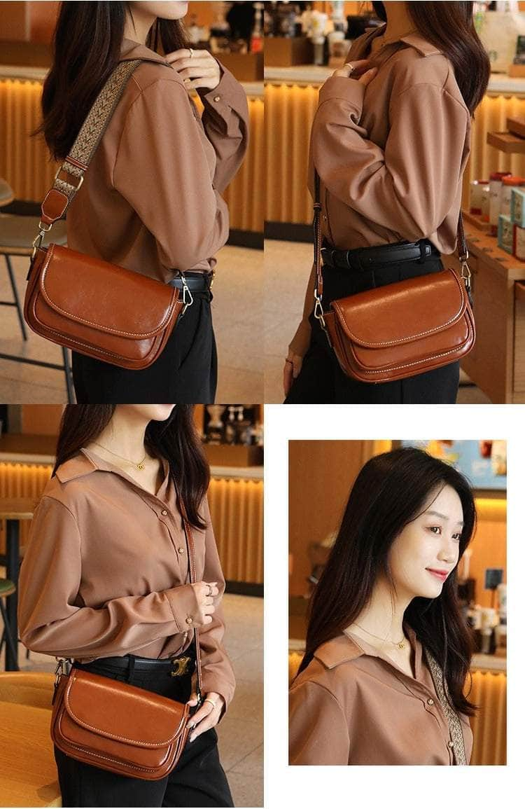 Classic Vintage Leather Flap Shoulder Bag