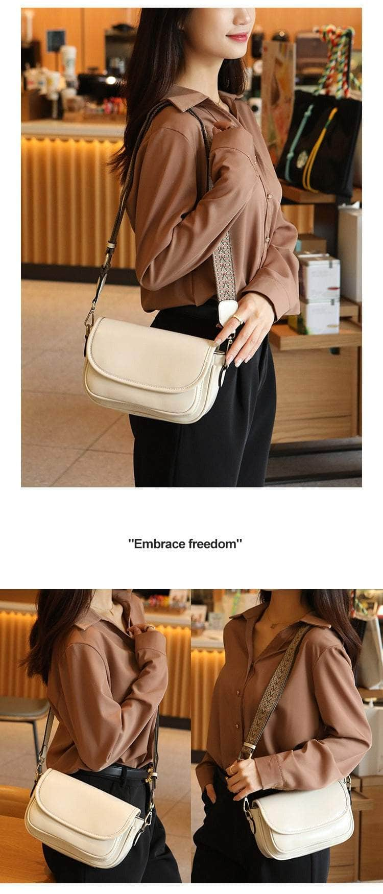 Classic Vintage Leather Flap Shoulder Bag