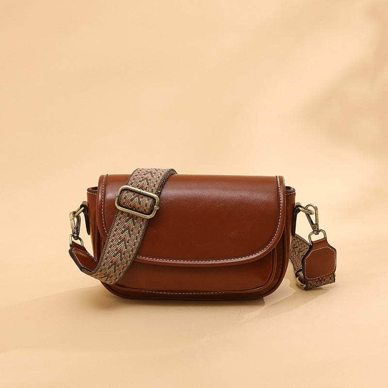 Classic Vintage Leather Flap Shoulder Bag Brown