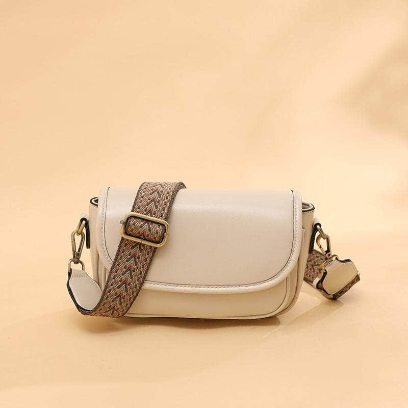 Classic Vintage Leather Flap Shoulder Bag White