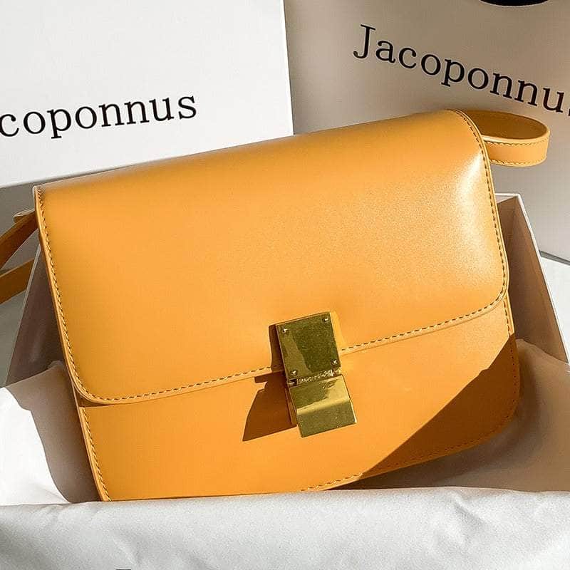 Classic Women Box Shoulder Bag Yellow / Large
