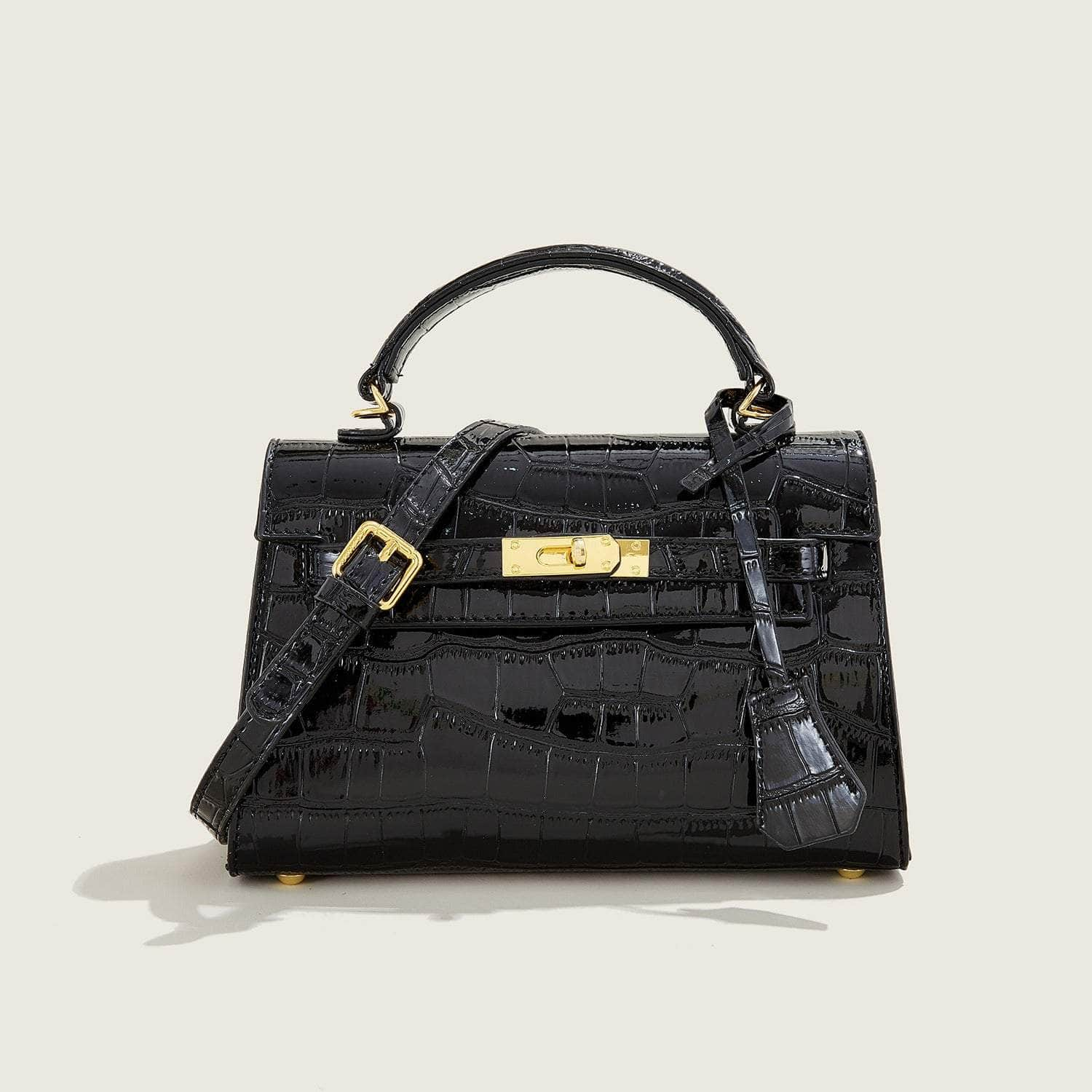 Classy Croc Satchel Purse Black