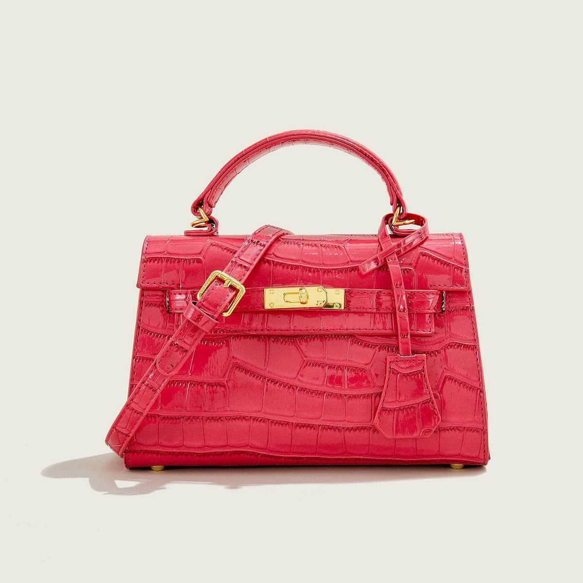 Classy Croc Satchel Purse Rose