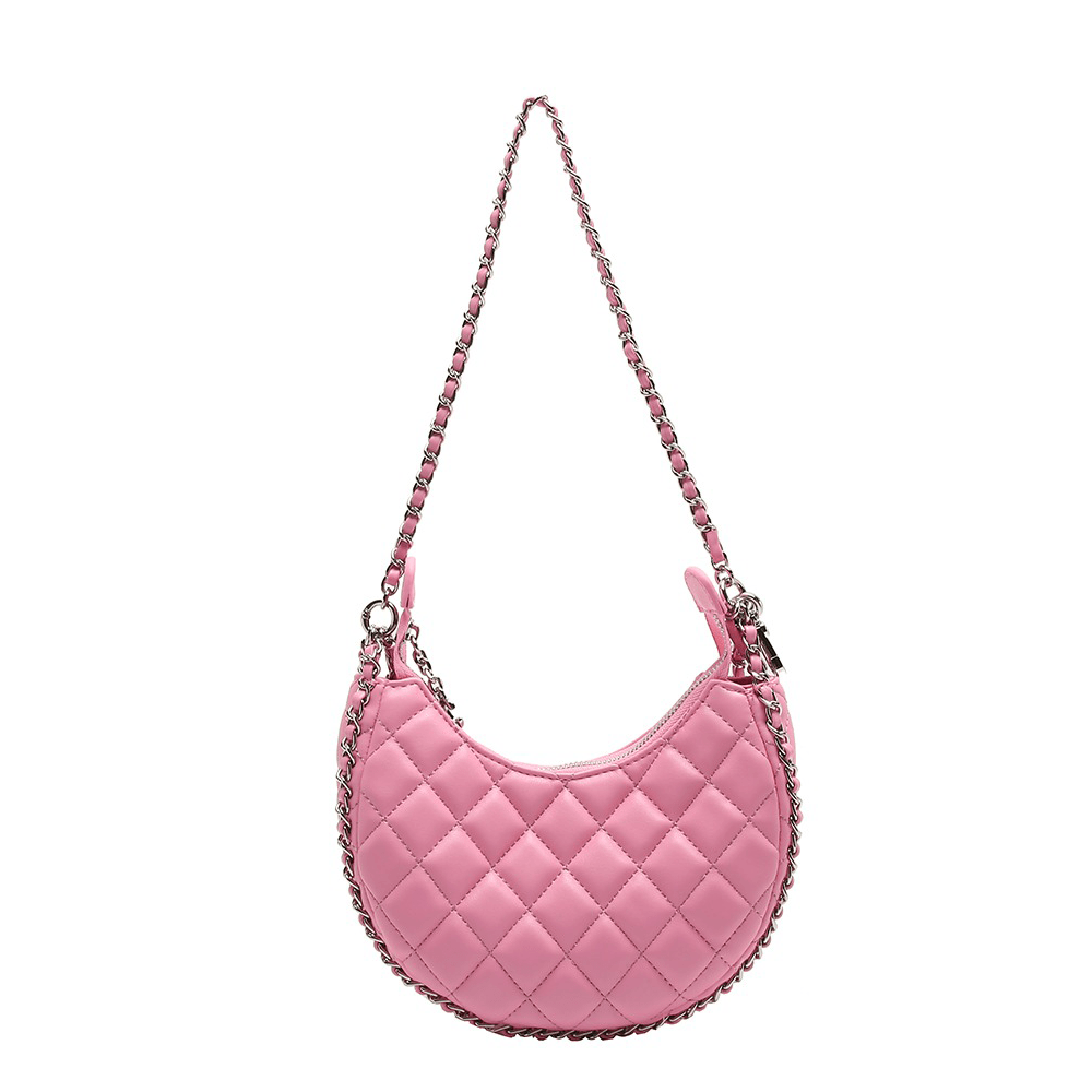 Classy Half-moon Chain Leather Shoulder Bag