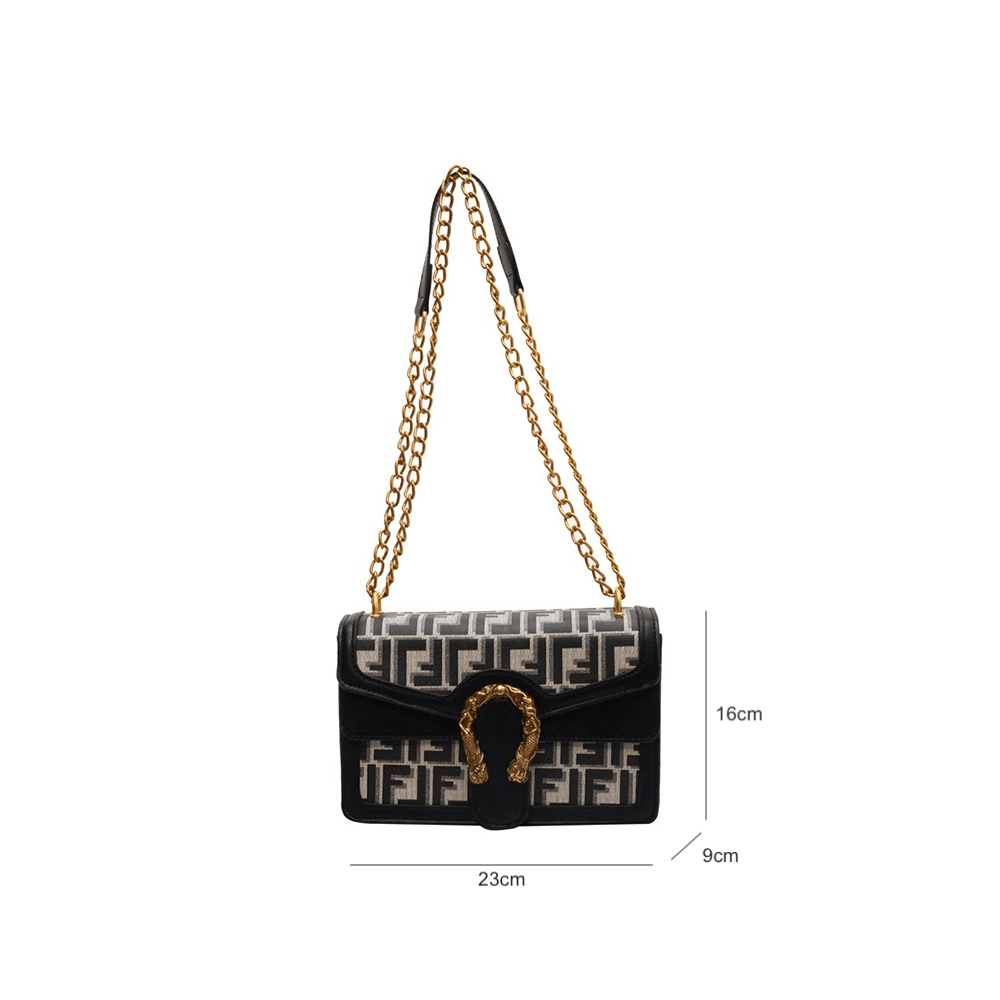 Classy Leather Bag with Double Chain Strap