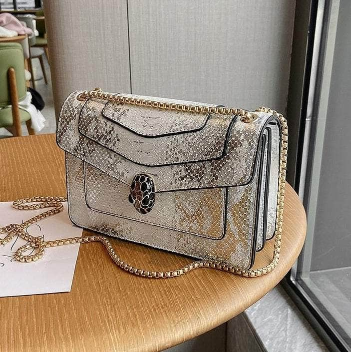 Classy Leather Crossbody Bag with Chain Strap