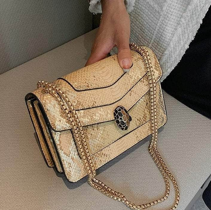 Classy Leather Crossbody Bag with Chain Strap