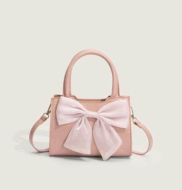 Classy Leather Handbag with Stylish Bow Detailing