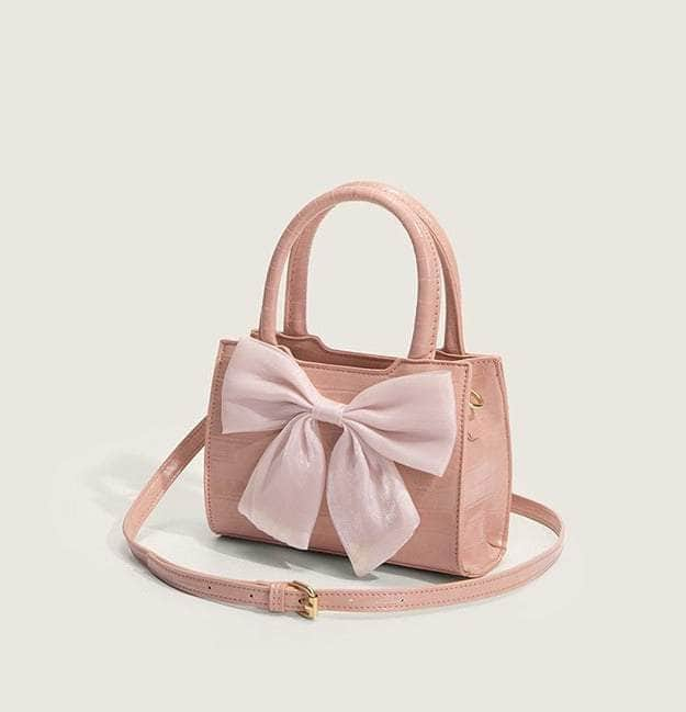 Classy Leather Handbag with Stylish Bow Detailing