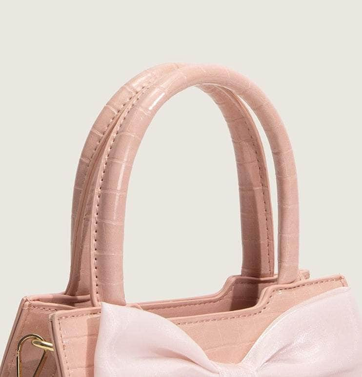 Classy Leather Handbag with Stylish Bow Detailing