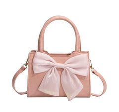 Classy Leather Handbag with Stylish Bow Detailing