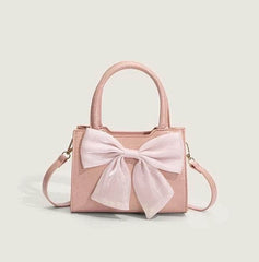 Classy Leather Handbag with Stylish Bow Detailing Pink