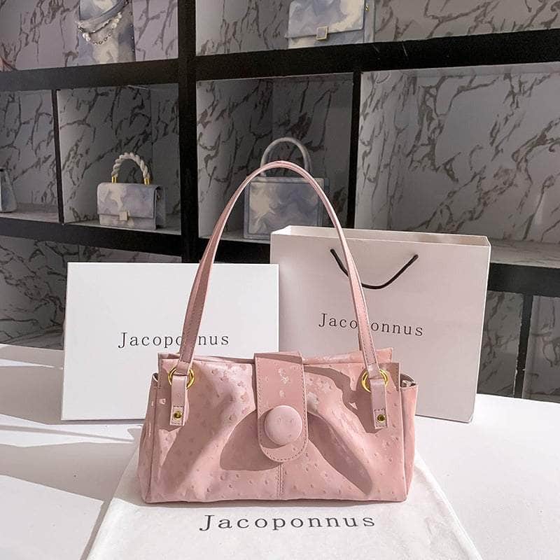 Classy Leather Top Handle Leather Bag Pink