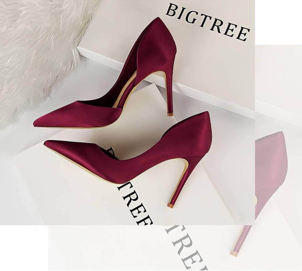 Classy Pointy Toes Satin Court Stilettos