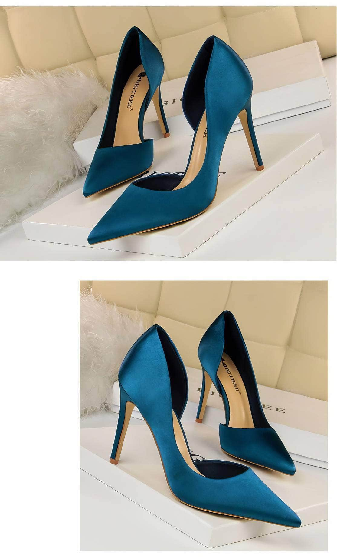 Classy Pointy Toes Satin Court Stilettos