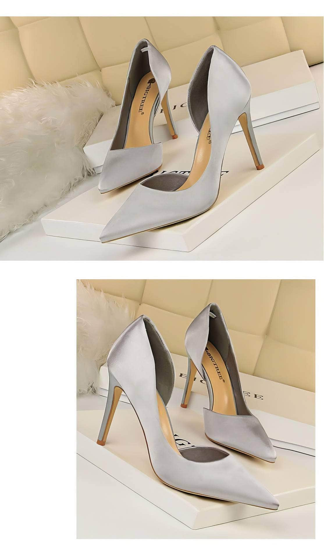 Classy Pointy Toes Satin Court Stilettos